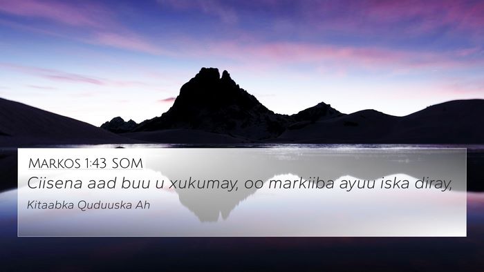 Markos 1:43 SOM 4K Wallpaper - Ciisena aad buu u xukumay, oo markiiba ayuu iska - 4K Wallpaper Bible Verse