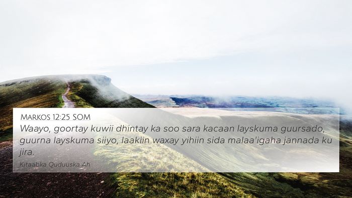 Markos 12:25 SOM 4K Wallpaper - Waayo, goortay kuwii dhintay ka soo sara kacaan - 4K Wallpaper Bible Verse
