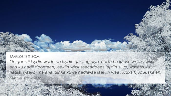 Markos 13:11 SOM 4K Wallpaper - Oo goortii laydin wado oo laydin gacangeliyo, - 4K Wallpaper Bible Verse