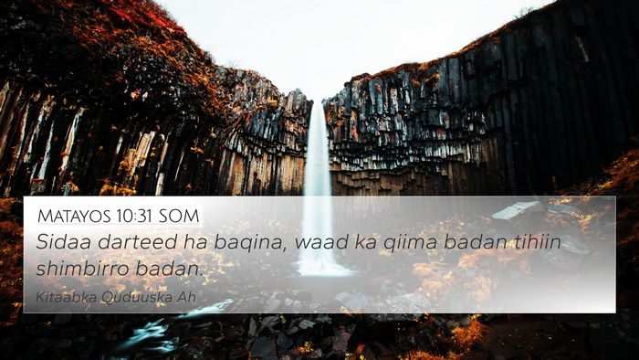 Matayos 10:31 SOM Bible Verse Image