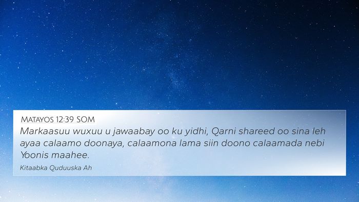 Matayos 12:39 SOM Bible Verse Image