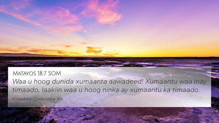 Matayos 18:7 SOM Bible Verse Image