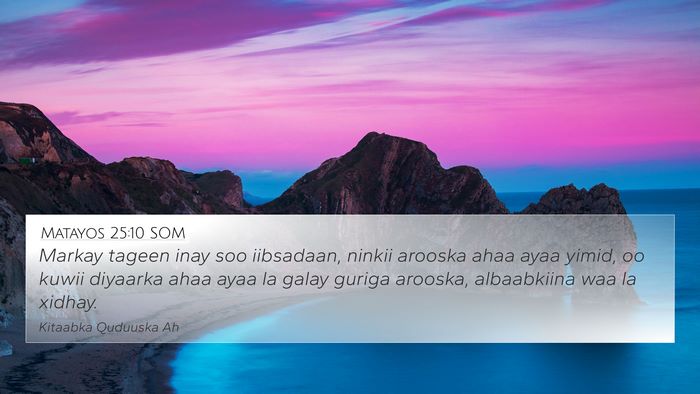 Matayos 25:10 SOM Bible Verse Image
