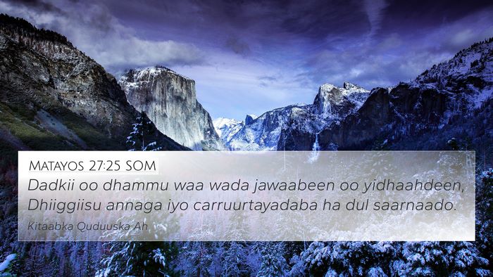 Matayos 27:25 SOM Bible Verse Image