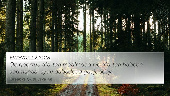Matayos 4:2 SOM Bible Verse Image