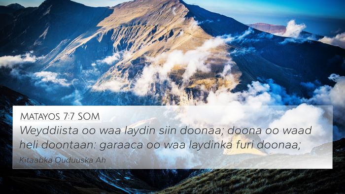 Matayos 7:7 SOM Bible Verse Image