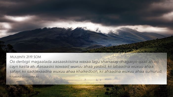 Muujintii 21:19 SOM Bible Verse Image