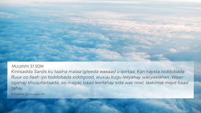 Muujintii 3:1 SOM Bible Verse Image