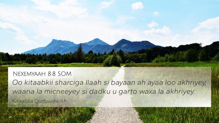 Nexemyaah 8:8 SOM 4K Wallpaper - Oo kitaabkii sharciga Ilaah si bayaan ah ayaa loo - 4K Wallpaper Bible Verse
