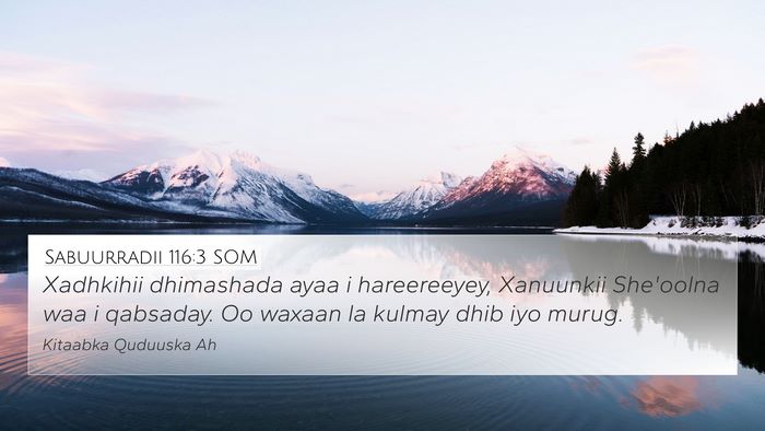 Sabuurradii 116:3 SOM Bible Verse Image