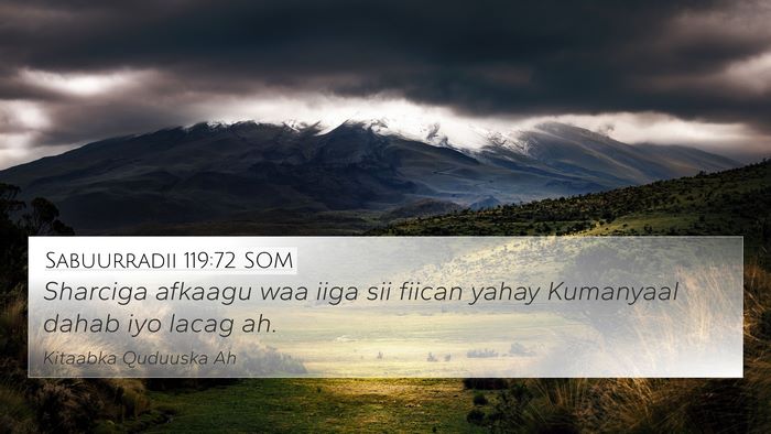 Sabuurradii 119:72 SOM Bible Verse Image