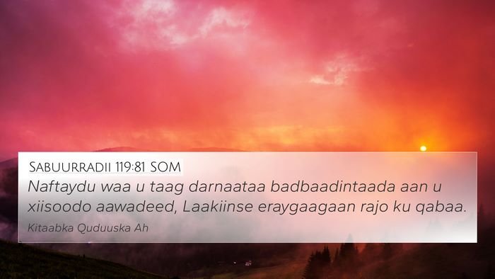 Sabuurradii 119:81 SOM Bible Verse Image