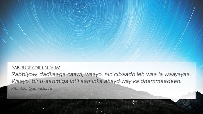 Sabuurradii 12:1 SOM 4K Wallpaper - Rabbiyow, dadkaaga caawi, waayo, nin cibaado leh - 4K Wallpaper Bible Verse