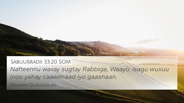 Sabuurradii 33:20 SOM Bible Verse Image