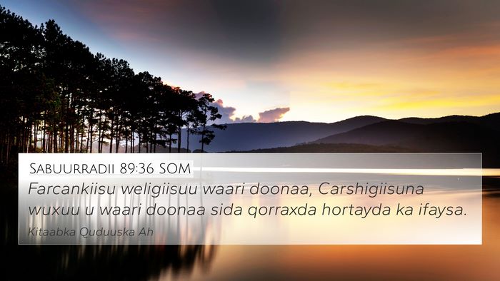 Sabuurradii 89:36 SOM Bible Verse Image