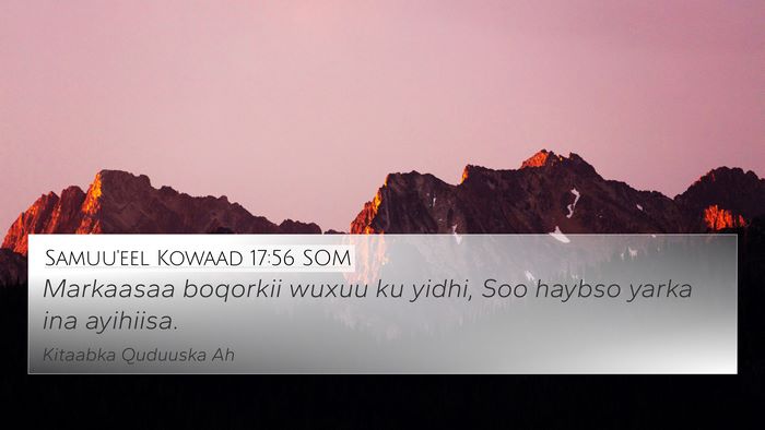 Samuu'eel Kowaad 17:56 SOM 4K Wallpaper - Markaasaa boqorkii wuxuu ku yidhi, Soo haybso - 4K Wallpaper Bible Verse