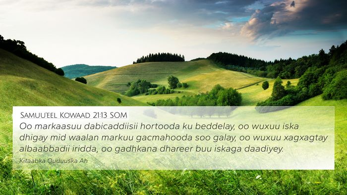 Samuu'eel Kowaad 21:13 SOM Bible Verse Image