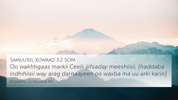 Samuu'eel Kowaad 3:2 SOM Bible Verse Image