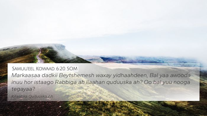 Samuu'eel Kowaad 6:20 SOM Bible Verse Image
