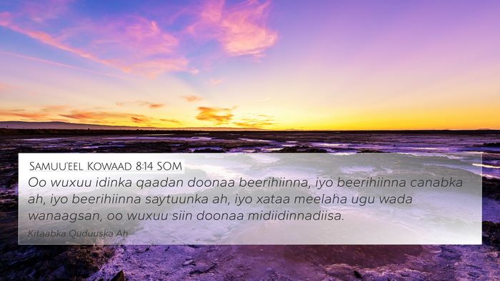 Samuu'eel Kowaad 8:14 SOM Bible Verse Image