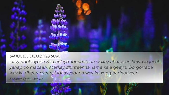 Samuu'eel Labaad 1:23 SOM Bible Verse Image