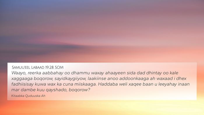 Samuu'eel Labaad 19:28 SOM Bible Verse Image