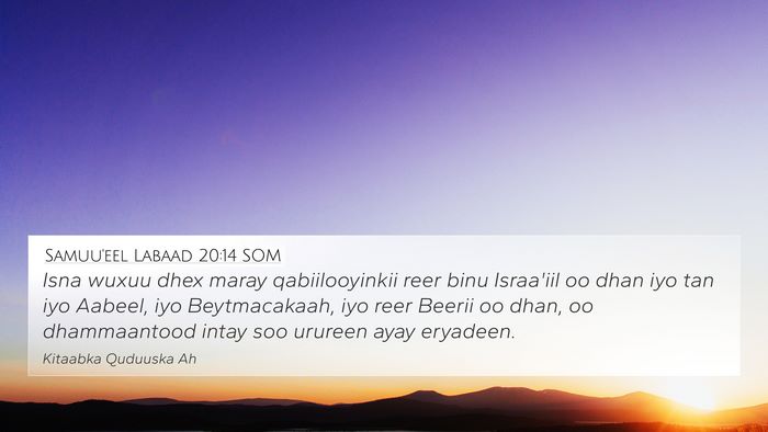 Samuu'eel Labaad 20:14 SOM Bible Verse Image
