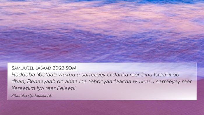 Samuu'eel Labaad 20:23 SOM Bible Verse Image
