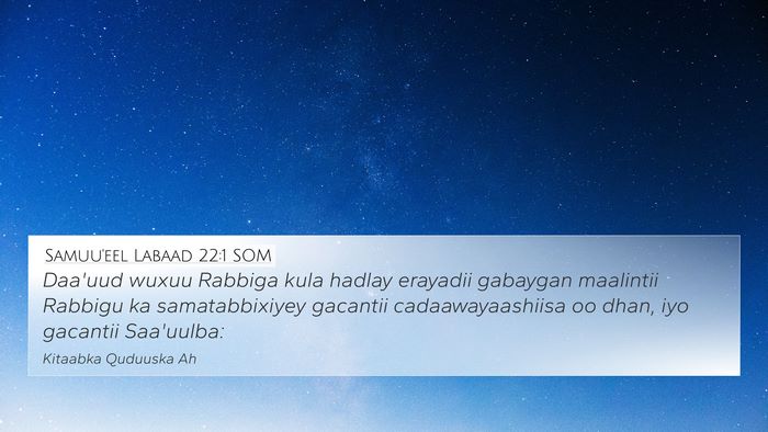Samuu'eel Labaad 22:1 SOM Bible Verse Image