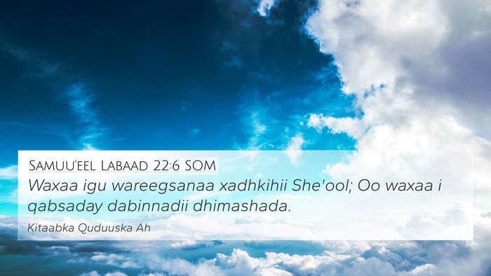 Samuu'eel Labaad 22:6 SOM 4K Wallpaper - Waxaa igu wareegsanaa xadhkihii She'ool; Oo waxaa - 4K Wallpaper Bible Verse