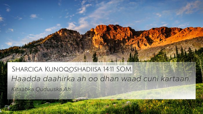Sharciga Kunoqoshadiisa 14:11 SOM 4K Wallpaper - Haadda daahirka ah oo dhan waad cuni - 4K Wallpaper Bible Verse