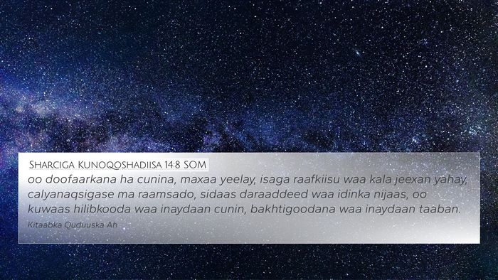 Sharciga Kunoqoshadiisa 14:8 SOM Bible Verse Image
