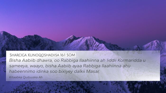 Sharciga Kunoqoshadiisa 16:1 SOM Bible Verse Image