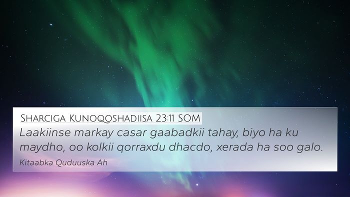 Sharciga Kunoqoshadiisa 23:11 SOM 4K Wallpaper - Laakiinse markay casar gaabadkii tahay, biyo ha - 4K Wallpaper Bible Verse