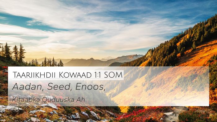 Taariikhdii Kowaad 1:1 SOM Bible Verse Image