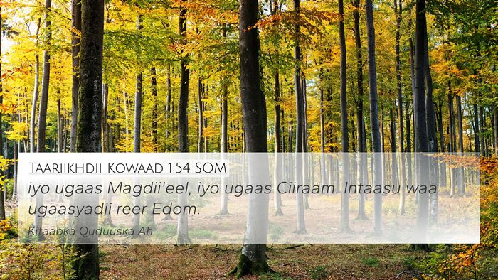 Taariikhdii Kowaad 1:54 SOM 4K Wallpaper - iyo ugaas Magdii'eel, iyo ugaas Ciiraam. Intaasu - 4K Wallpaper Bible Verse