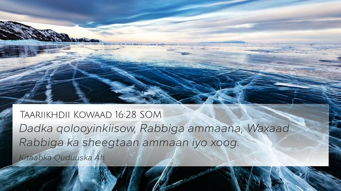 Taariikhdii Kowaad 16:28 SOM Bible Verse Image