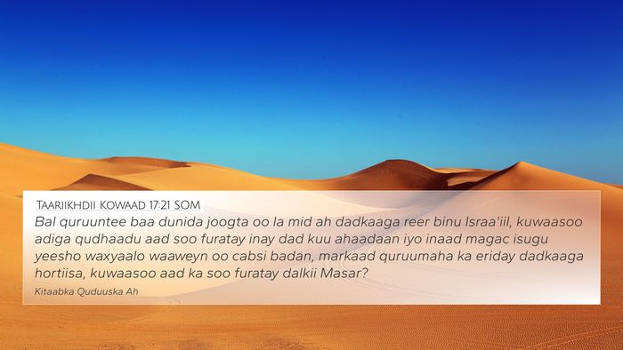 Taariikhdii Kowaad 17:21 SOM Bible Verse Image