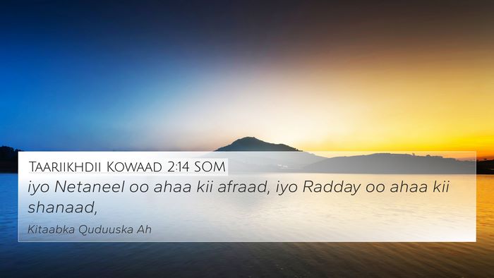 Taariikhdii Kowaad 2:14 SOM 4K Wallpaper - iyo Netaneel oo ahaa kii afraad, iyo Radday oo - 4K Wallpaper Bible Verse