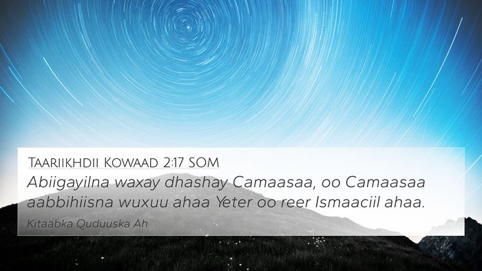 Taariikhdii Kowaad 2:17 SOM Bible Verse Image