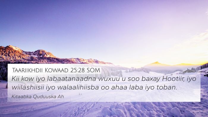 Taariikhdii Kowaad 25:28 SOM Bible Verse Image