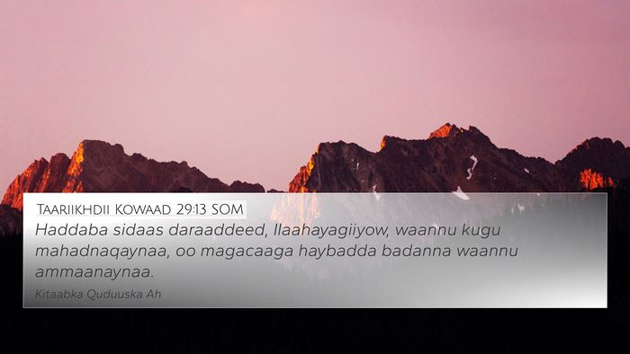 Taariikhdii Kowaad 29:13 SOM Bible Verse Image