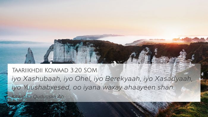 Taariikhdii Kowaad 3:20 SOM 4K Wallpaper - iyo Xashubaah, iyo Ohel, iyo Berekyaah, iyo - 4K Wallpaper Bible Verse