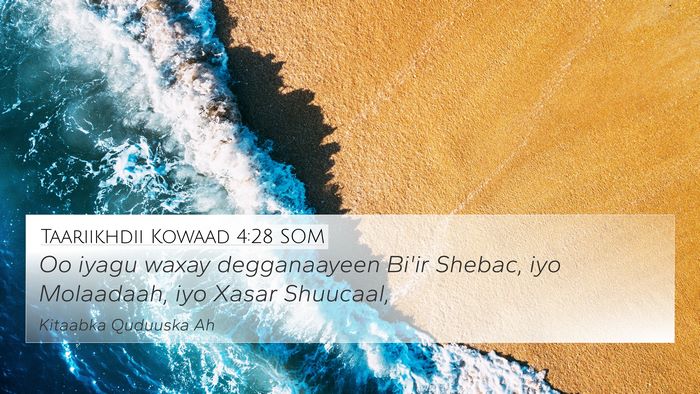 Taariikhdii Kowaad 4:28 SOM Bible Verse Image