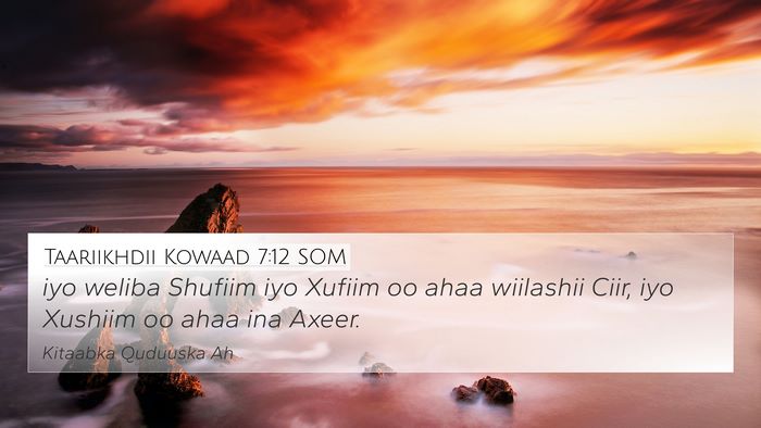 Taariikhdii Kowaad 7:12 SOM Bible Verse Image