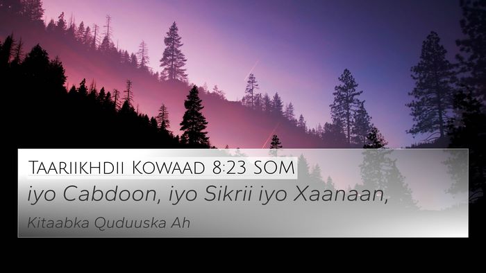 Taariikhdii Kowaad 8:23 SOM 4K Wallpaper - iyo Cabdoon, iyo Sikrii iyo - 4K Wallpaper Bible Verse