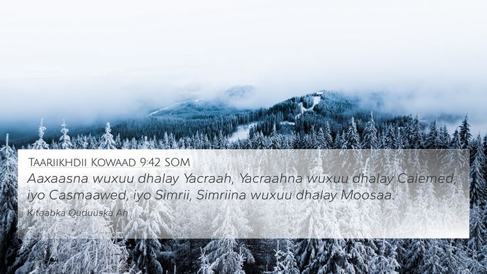 Taariikhdii Kowaad 9:42 SOM Bible Verse Image