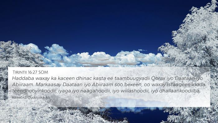 Tirintii 16:27 SOM Bible Verse Image