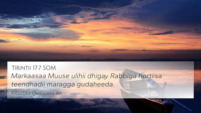 Tirintii 17:7 SOM 4K Wallpaper - Markaasaa Muuse ulihii dhigay Rabbiga hortiisa - 4K Wallpaper Bible Verse