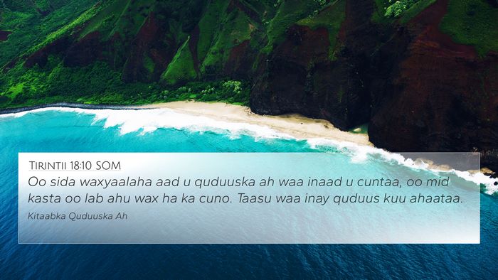 Tirintii 18:10 SOM Bible Verse Image